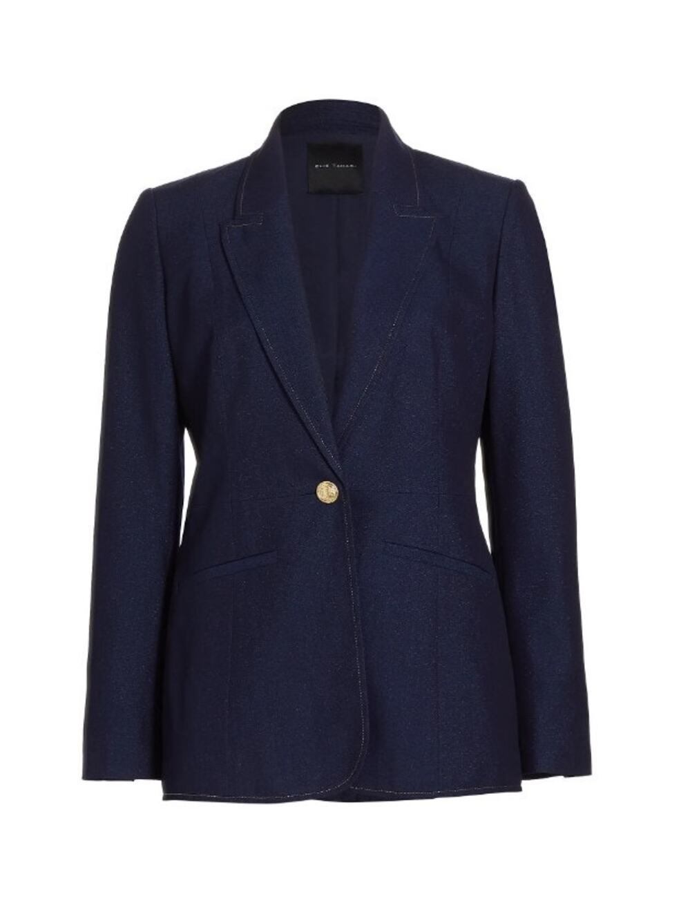 ELIE TAHARI dark navy blue denim touch single button Gavi Twill blazer jacket
